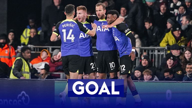 Harry Kane equals Jimmy Greaves' Tottenham goal-scoring record, notching his 266th goal for the club to put his side ahead against Fulham.