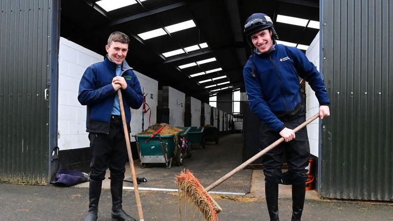 Jordan Gainford (left) with Jack Kennedy at Gordon Elliott&#39;s yard