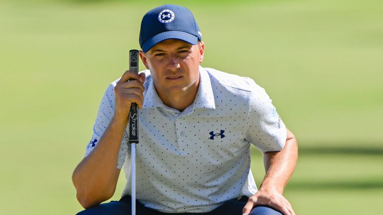 HONOLULU, HI - JANUARY 13: Jordan Spieth (USA) looks over his birdie attempt on 1 during Rd2 of the Sony Open at Waialae Country Club on January 13, 2023 in Honolulu, Hawaii. (Photo by Ken Murray/Icon Sportswire) (Icon Sportswire via AP Images)