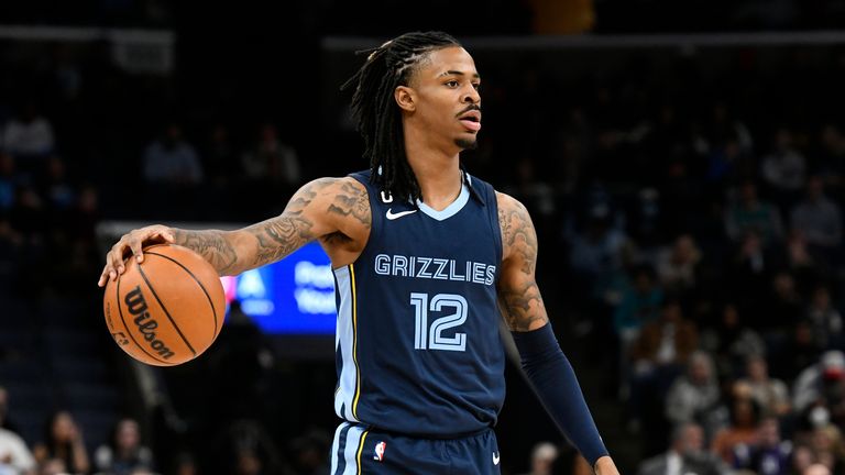 Memphis Grizzlies guard Ja Morant (12) plays in the first half of an NBA basketball game against the San Antonio Spurs Wednesday.