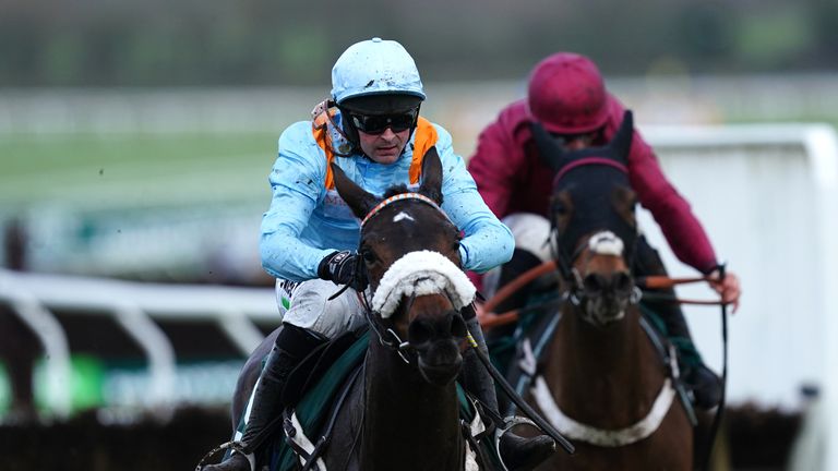 Marie&#39;s Rock on her way to victory in the Relkeel Hurdle at Cheltenham
