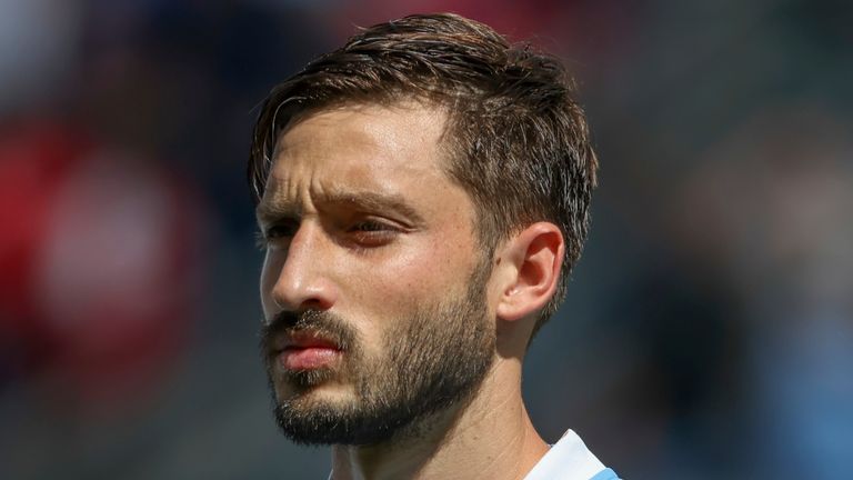 KANSAS CITY, KS - JUNE 05: Uruguay defender Matias Vina (17) before a friendly match between the United States and Uruguay on June 05, 2022 at Children's Mercy Park in Kansas City, KS. (Photo by Scott Winters/Icon Sportswire) (Icon Sportswire via AP Images)