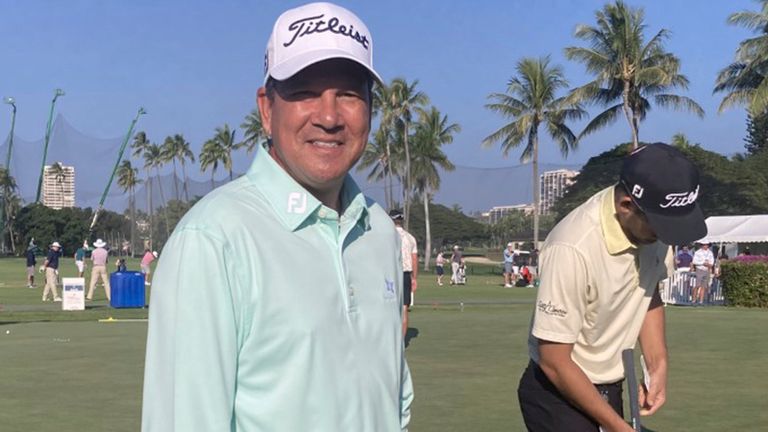 Sixty-year-old cancer sufferer Michael Castillo at the Sony Open in Hawaii (Associated Press)