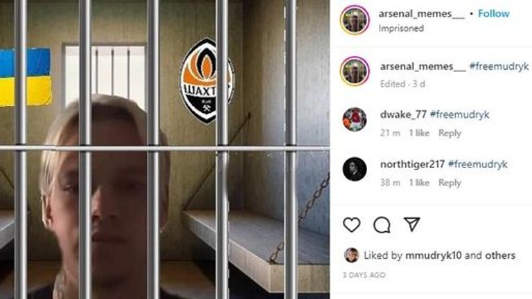 Mykhailo Mudryk liked a post from an Arsenal memes account