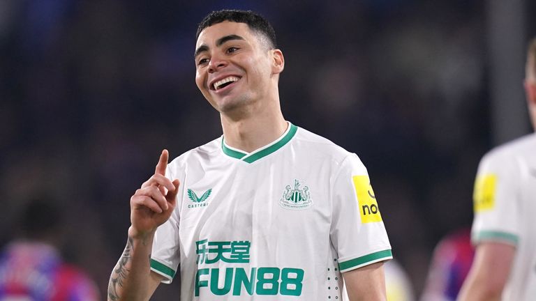Miguel Almiron reacts to a missed chance against Crystal Palace