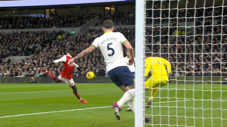 Spurs vs Arsenal - Nketiah shot saved by Lloris