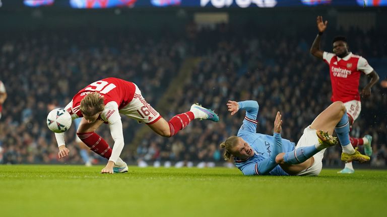 Rob Holding struggled to cope with Erling Haaland