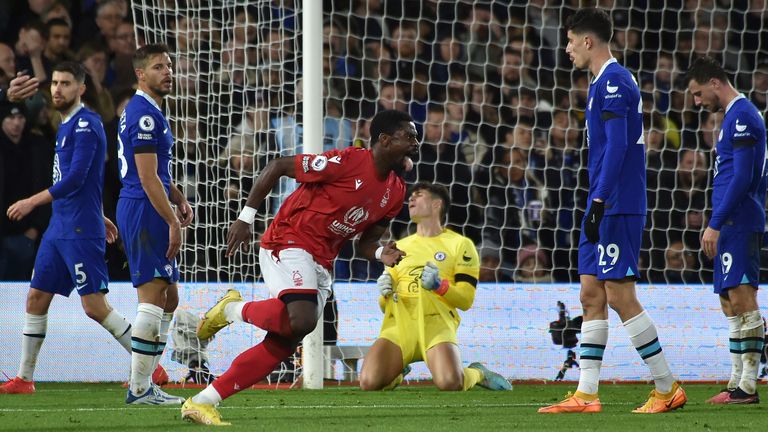 Nottingham Forest's Serge Aurier celebrates after scoring his side's equaliser