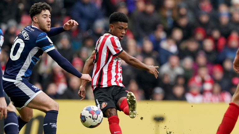 Amad Diallo scores Sunderland's second goal against Middlesbrough