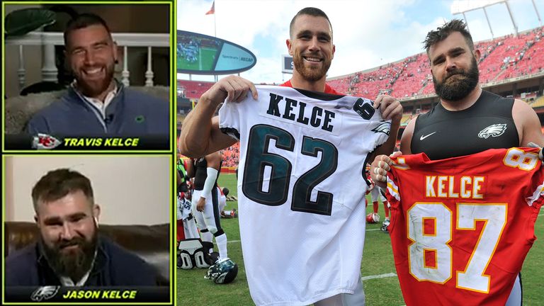 Brothers Travis Kelce (Chiefs) and Jason Kelce (Eagles)