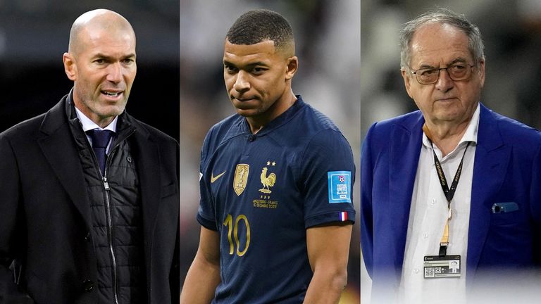 Zinedine Zidane, Kylian Mbappe and Noel Le Graet