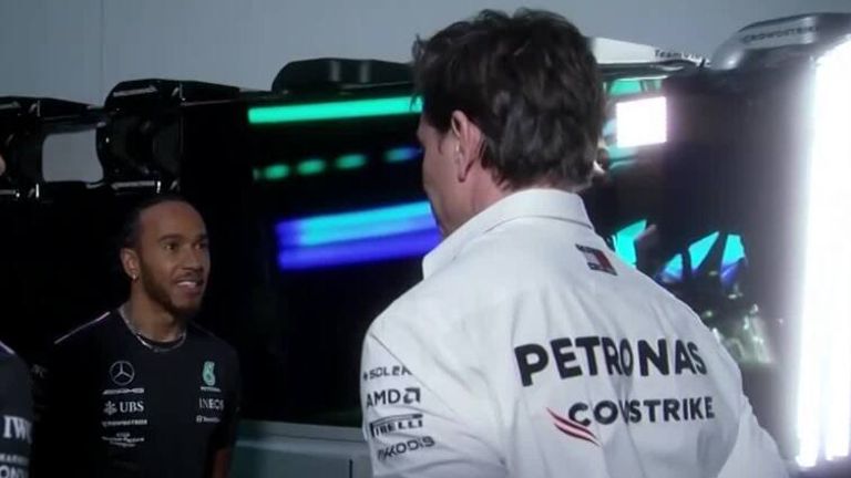 In this behind the scenes footage, Mercedes team principal Toto Wolff admitted to stealing Lewis Hamilton’s loafers for the car launch.