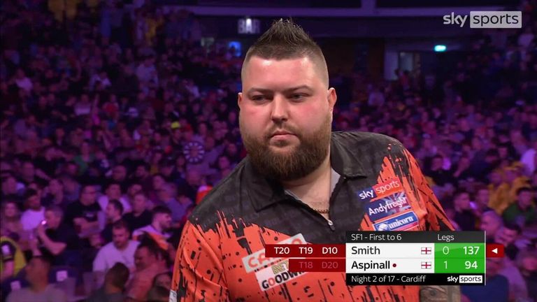 Michael Smith nailed this magnificent 137 finish during his semi-final defeat to Aspinall