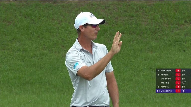 Nicolas Colsaerts chips in at the Singapore Classic after coming up well short with his first effort.