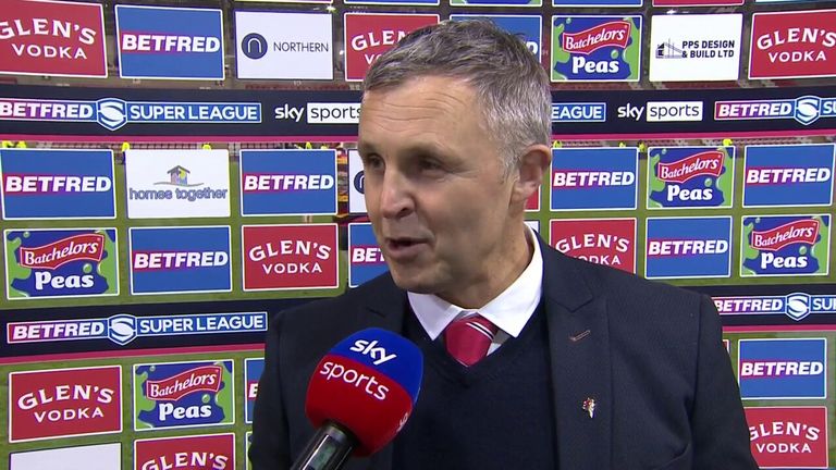 Paul Rowley speaks to Sky Sports after the Salford Red Devils beats Leigh Leopards away from home on their opening game of the season. 