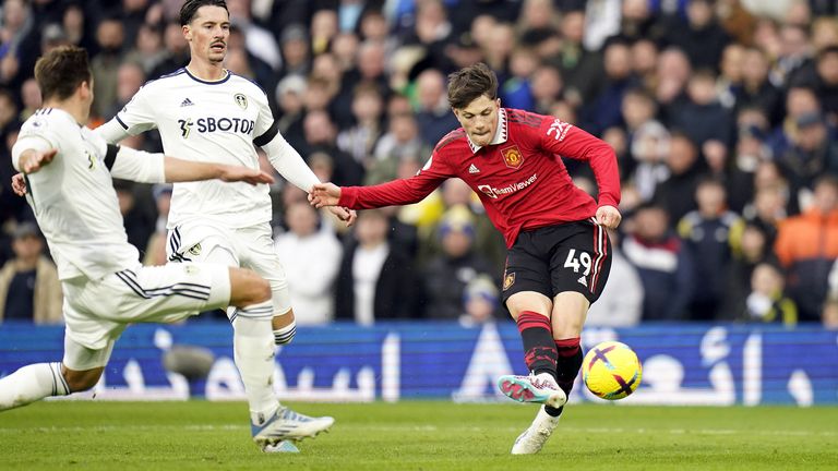 Manchester United's Alejandro Garnacho scores their second goal of the game