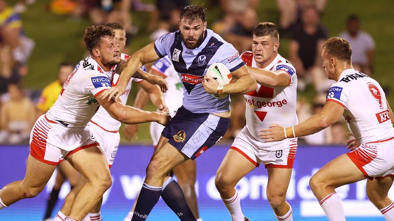 Alex Walmsley in action for St Helens against St George Illawarra Dragons in Wollongong