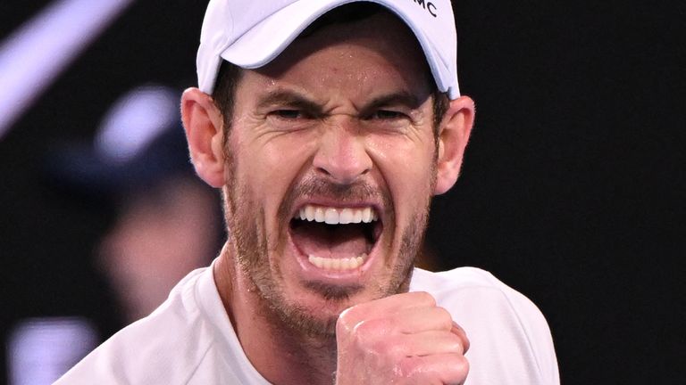 Britain's Andy Murray reacts after a point against Spain's Roberto Bautista Agut during their men's singles match on day six of the Australian Open tennis tournament in Melbourne on January 21, 2023. - -- IMAGE RESTRICTED TO EDITORIAL USE - STRICTLY NO COMMERCIAL USE -- (Photo by WILLIAM WEST / AFP) / -- IMAGE RESTRICTED TO EDITORIAL USE - STRICTLY NO COMMERCIAL USE -- (Photo by WILLIAM WEST/AFP via Getty Images)