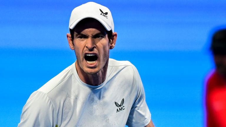 Andy Murray of Great Britain reacts during quarterfinal match against Alexandre Muller of France at the ATP Qatar Exxonmobil Open tennis tournament 2023 at the Khalifa International Tennis Complex in Doha, Qatar, 23 February 2023  (Photo by Noushad Thekkayil/NurPhoto)
