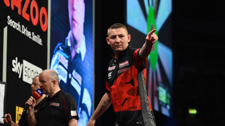 Nathan Aspinall on Night 1 of the Premier League in Belfast