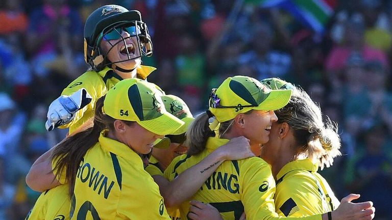 Australia celebrate their T20 World Cup win over South Africa in the final in Cape Town