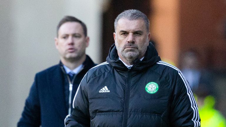 GLASGOW, SCOTLAND - JANUARY 02: Celtic manager Ange Postecoglou during a cinch Premiership match between Rangers and Celtic at Ibrox Stadium, on January 02, 2023, in Glasgow, Scotland.  (Photo by Alan Harvey / SNS Group)