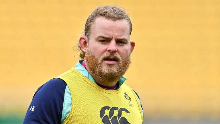 11 July 2022; Finlay Bealham during Ireland rugby squad training at Sky Stadium in Wellington, New Zealand. Photo by Brendan Moran/Sportsfile