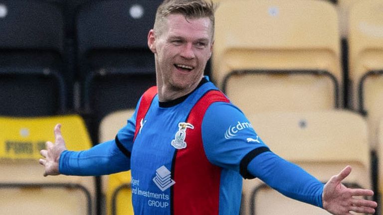 LIVINGSTON, SCOTLAND - FEBRUARY 11: Inverness' Billy McKay celebrates scoring to make it 3-0 during a Scottish Cup match between Livingston and Inverness Caledonian Thistle at the Tony Macaroni Arena, on February 11, 2023, in Livingston, Scotland.  (Photo by Paul Devlin / SNS Group)