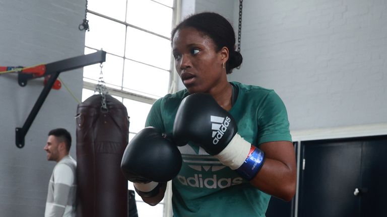 Caroline Dubois trains for her sixth professional fight (Photo: Lawrence Lustig/BOXXER)