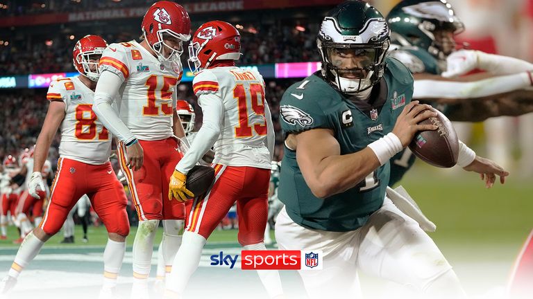 Highlights of the Chiefs and the Eagles in Super Bowl LVII