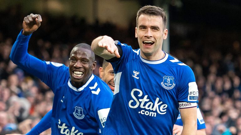 Seamus Coleman celebrates his second-half goal against Leeds