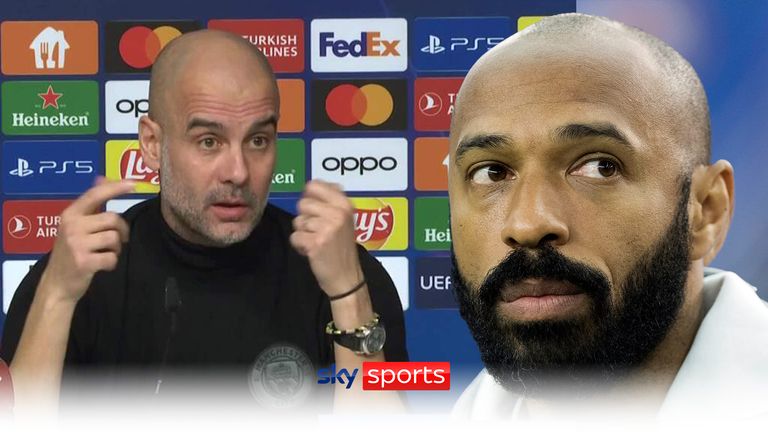 Manchester City manager Pep Guardiola responds to former Arsenal footballer Thierry Henry&#39;s comments on Erling Haaland making the team more &#39;predictable&#39;.