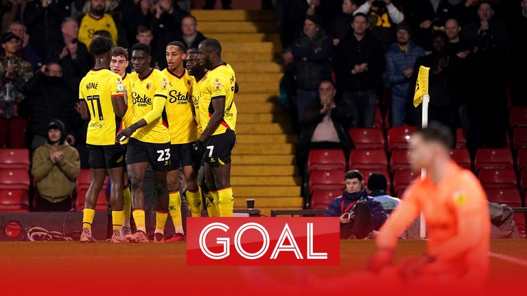 Watford's Ken Sema puts his side 1-0 up against West Brom in the Championship.