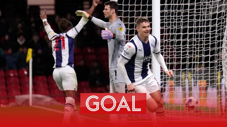 Conor Townsend scores to draw West Brom level at 1-1 away at Watford.