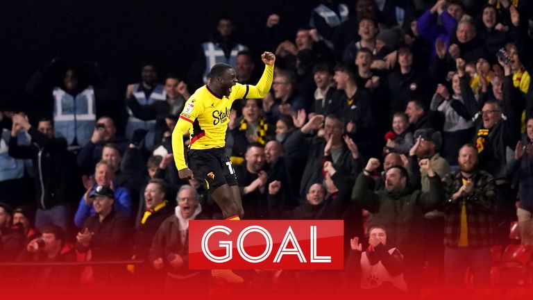 Ken Sema&#39;s shot deflects in off Erik Pieters to give Watford a 3-2 lead against West Brom.
