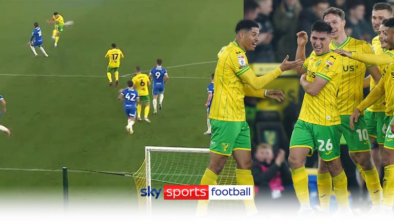 Marcelino Nunez scores a sensational volley to put Norwich ahead against Birmingham in the Championship.