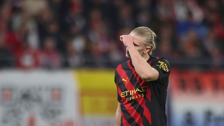 Pep Guardiola and Erling Haaland weren&#39;t happy after Manchester City were held by RB Leipzig in the first leg of their last 16 Champions League tie.