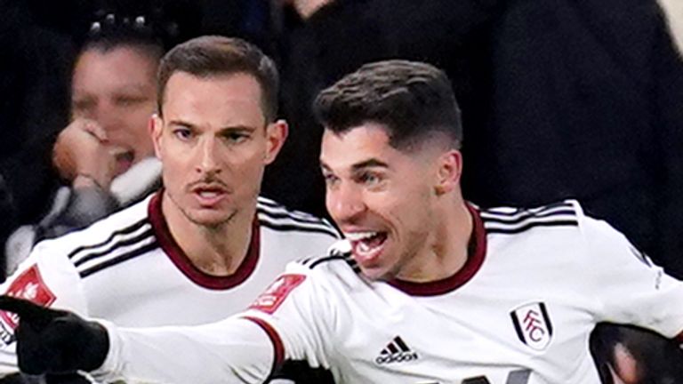 Fulham's Manor Solomon (right) celebrates scoring their side's second goal of the game during the Emirates FA Cup fifth round match at Craven Cottage, London. Picture date: Tuesday February 28, 2023.