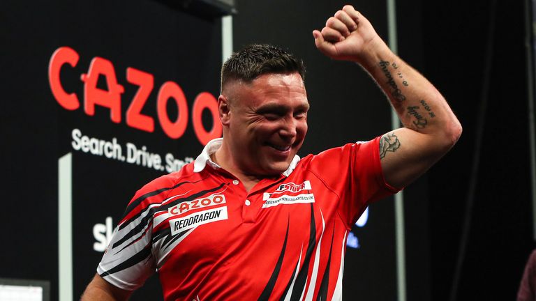 Gerwyn Price from the Cardiff Premier League event at the Cardiff International Arena on Thursday 9th February 2023.