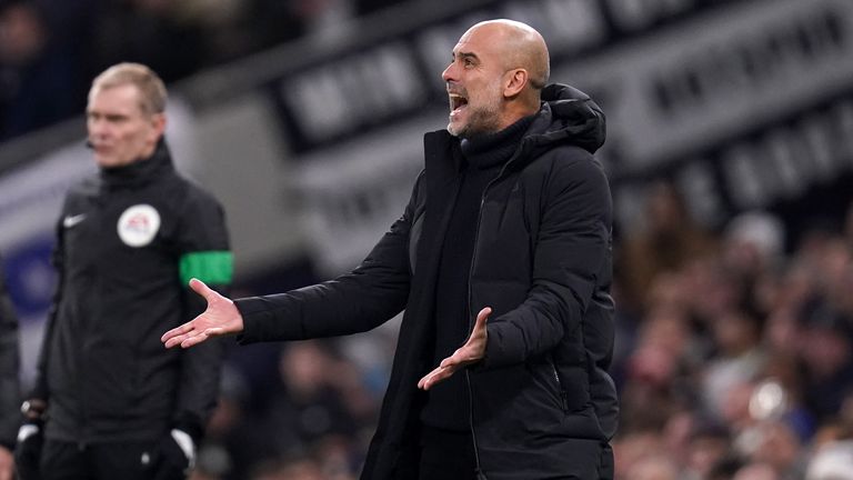 Pep Guardiola cut a frustrated figure on the Spurs touchline