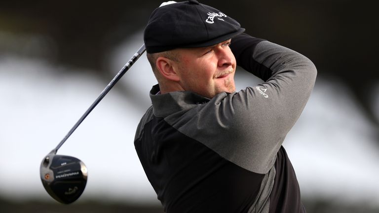 England's Harry Hall was tied for second at the end of the opening round of the AT&T Pebble Beach Pro-Am