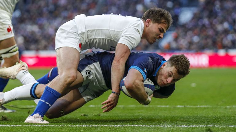 Huw Jones scored twice as Scotland recovered from 19-0 behind to put France under big pressure 