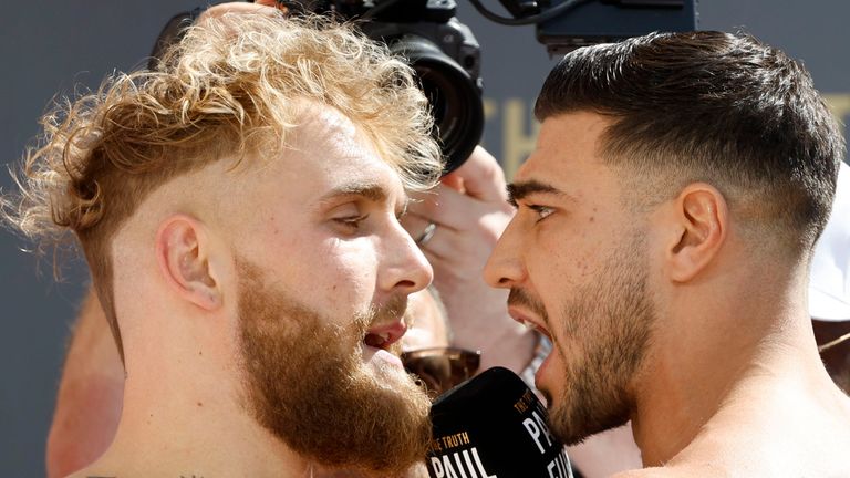 Jake Paul and Tommy Fury exchange verbal barbs before their fight (Photo: Skill Challenge Entertainment)