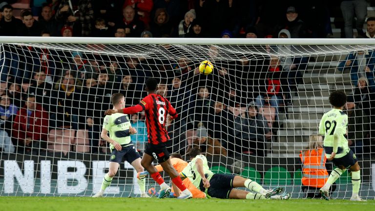 Jefferson Lerma scores a consolation goal for Bournemouth