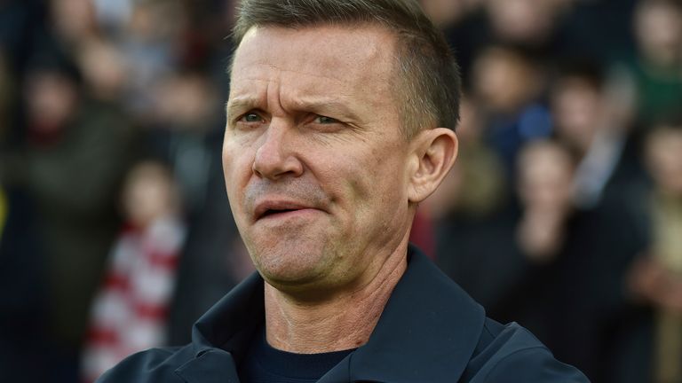 El entrenador en jefe del Leeds United, Jesse Marsch, durante el partido de fútbol de la Premier League inglesa entre el Nottingham Forest y el Leeds United en el estadio City de Nottingham, Inglaterra, el domingo 5 de febrero de 2023. (Foto AP/Rui Vieira)