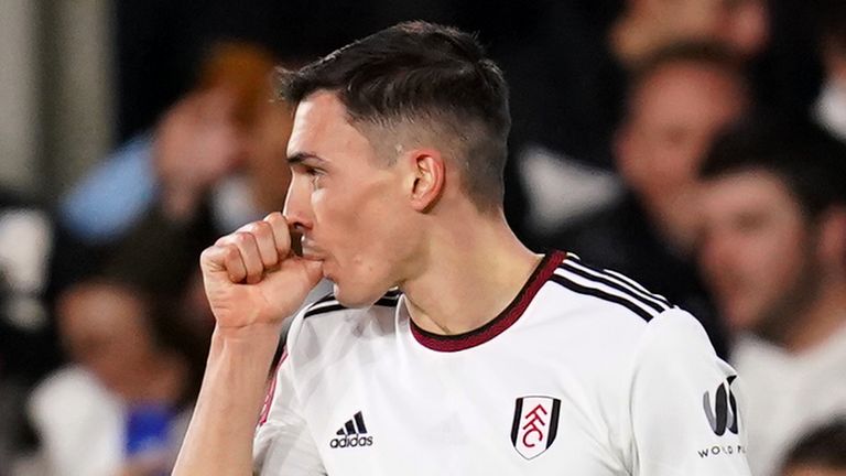 Fulham's Joao Palhinha celebrates scoring their side's first goal of the game during the Emirates FA Cup fifth round match at Craven Cottage, London. Picture date: Tuesday February 28, 2023.