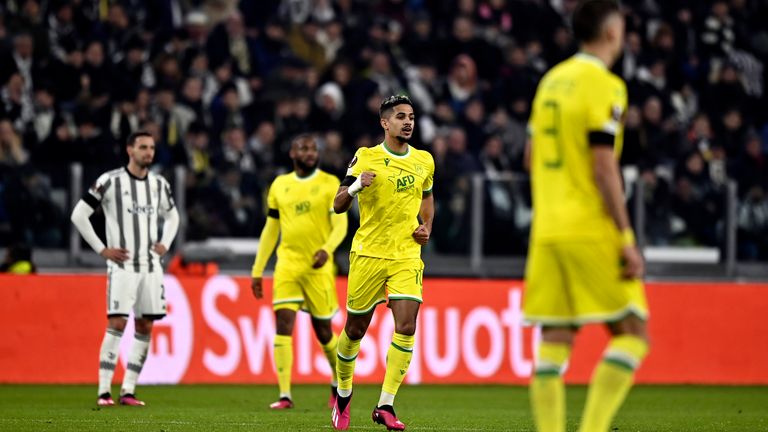 Nantes&#39; Ludovic Blas earned Nantes a 1-1 Europa League first leg draw at Juventus