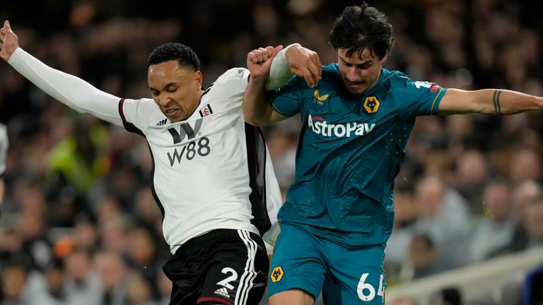 Kenny Tete in possession for Fulham against Wolves