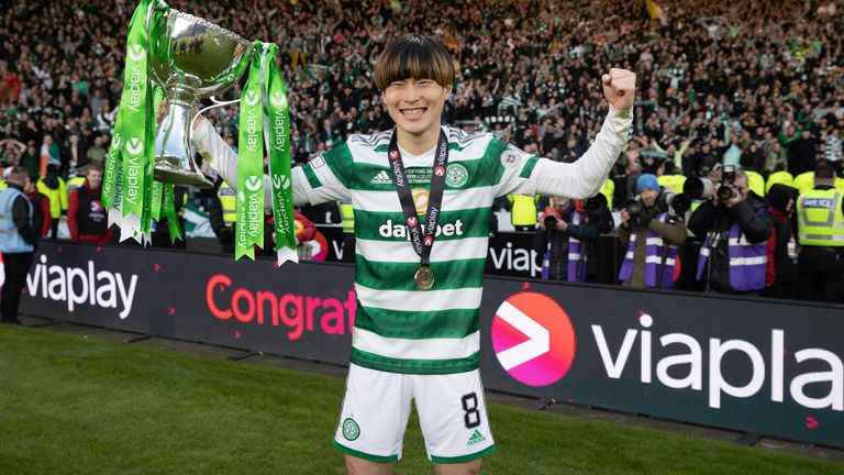 Kyogo Furuhashi&#39;s double secured Celtic&#39;s League Cup victory