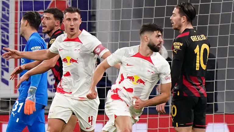 RB Leipzig's Josko Gvardiol celebrates scoring vs Man City